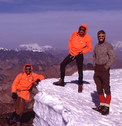 Dave, Steve et Rog à Chacaltaya, Bolivie - 5 400 m.